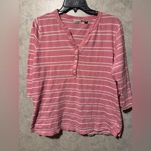 L.L Bean Pink Striped Shirt Large